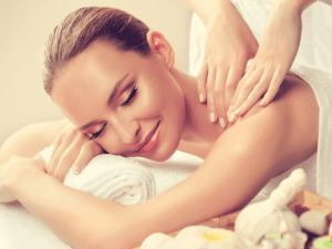 A woman receiving an affordable mobile massage in Boulder City, NV