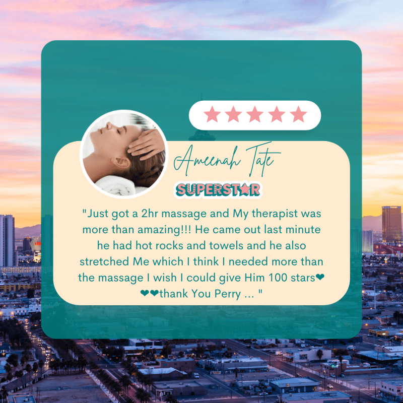 A review from a client from Los Angeles that booked a deep tissue massage in Las Vegas after doing a deep tissue massage near me search