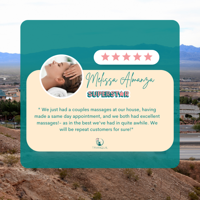 A picture of a 5-star from a couple massage who booked a mobile massage in Mesquite, NV with us