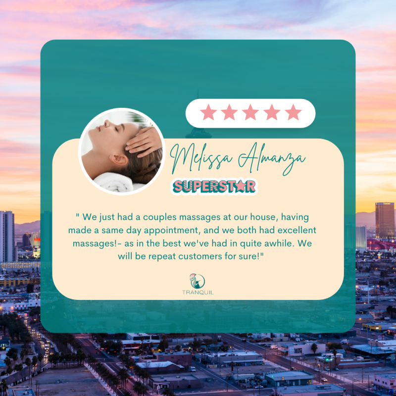 A picture of a 5-star from a couple massage who booked a mobile massage in Las Vegas with us